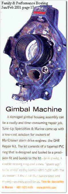 Family and Performance Boating Jan-Feb 2001 page 17 GHRKit Gimbal Machine article scan