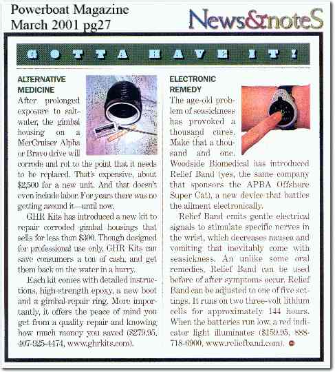 Powerboat Magazine March 2001 page 27 GHRKit article scan